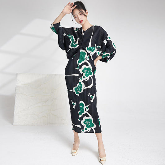 فستان اسود تصميم عصري مزين باشكال - Lagonna | لاقونا