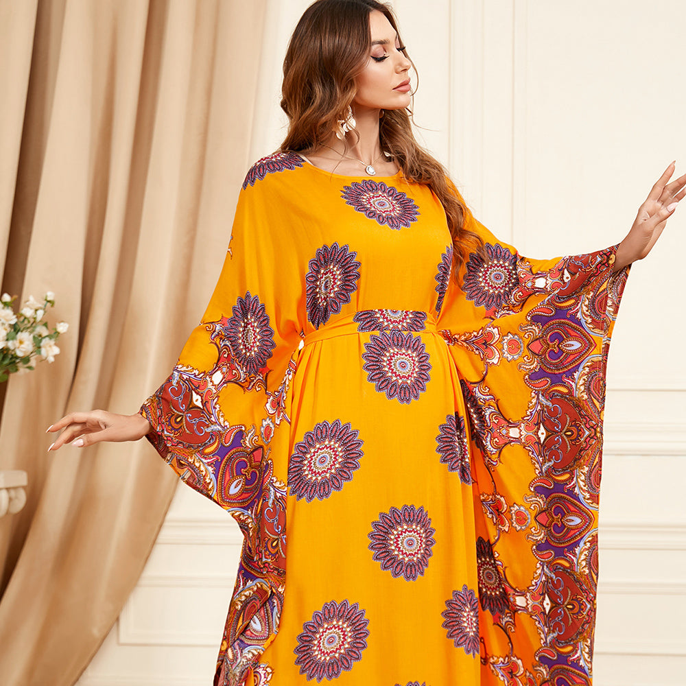 جلابية قطنية مخصرة لون برتقالي مشجرة - Lagonna | لاقونا جلابية قطنية مخصرة لون برتقالي مشجرة - Lagonna | لاقونا