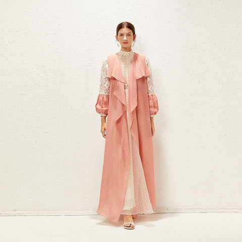 جلابية شيفون مطرزة أنيق وفضفاض - Lagonna | لاقونا جلابية شيفون مطرزة أنيق وفضفاض - Lagonna | لاقونا