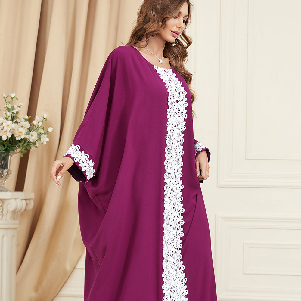 جلابية قطن تصميم دراعة كويتي لون موف - Lagonna | لاقونا جلابية قطن تصميم دراعة كويتي لون موف - Lagonna | لاقونا