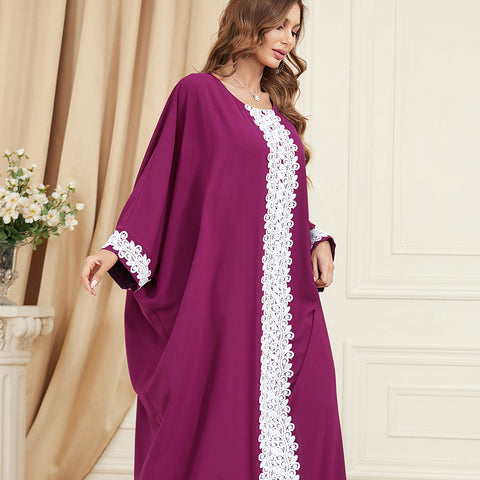 جلابية قطن تصميم دراعة كويتي لون موف - Lagonna | لاقونا جلابية قطن تصميم دراعة كويتي لون موف - Lagonna | لاقونا