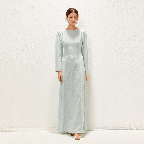 فستان انيق تصميم خليجي بتطريز كامل القطعه من الامام - Lagonna | لاقونا فستان انيق تصميم خليجي بتطريز كامل القطعه من الامام - Lagonna | لاقونا