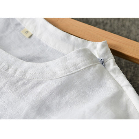 قميص رجالي كتان تصميم شيرت لون ابيض سادة - Lagonna | لاقونا قميص رجالي كتان تصميم شيرت لون ابيض سادة - Lagonna | لاقونا