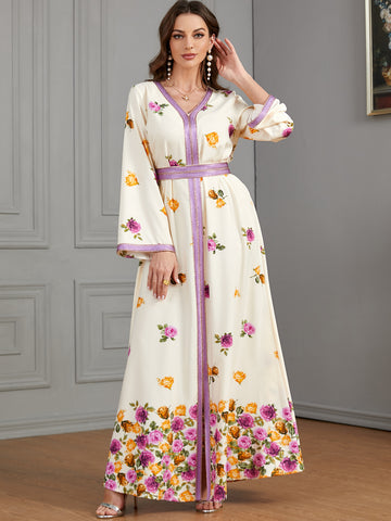 جلابية قفطان مطرزة مشجر - Lagonna | لاقونا جلابية قفطان مطرزة مشجر - Lagonna | لاقونا