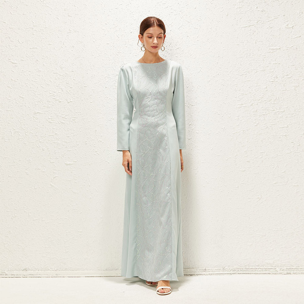 فستان انيق تصميم خليجي بتطريز كامل القطعه من الامام - Lagonna | لاقونا فستان انيق تصميم خليجي بتطريز كامل القطعه من الامام - Lagonna | لاقونا