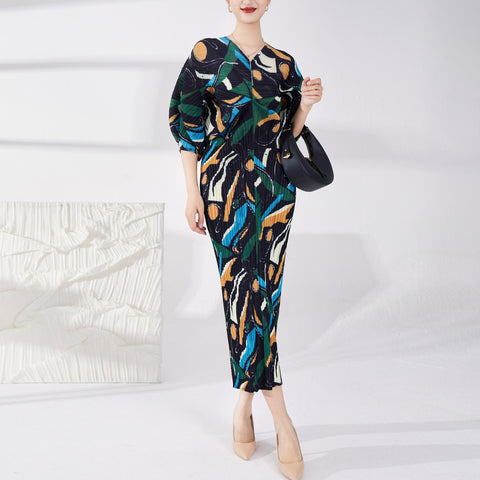 فستان سهره تصميم عصري جذاب لون اسود مع اشكال هندسية - Lagonna | لاقونا