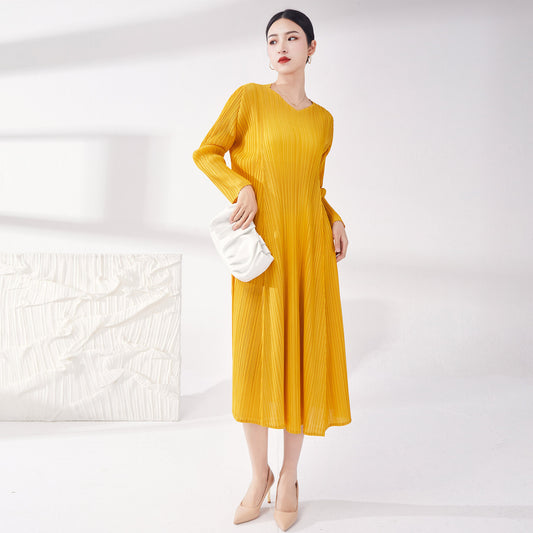 فستان باسلوب انيق اكمام طويلة نمط ازياء شرقية - Lagonna | لاقونا