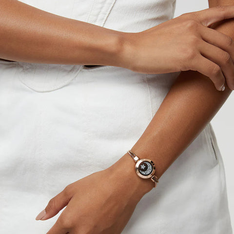 سوار ذكي سلسلة فيجارو ذهب و جلد اسود - Lagonna | لاقونا سوار ذكي سلسلة فيجارو ذهب و جلد اسود - Lagonna | لاقونا