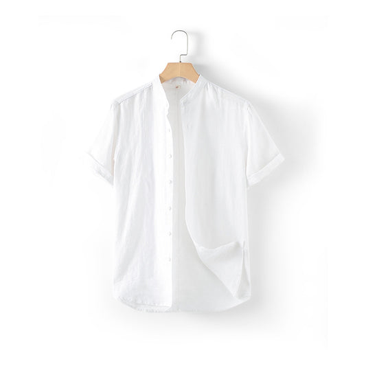 قميص كتان رجالي سادة اكمام قصيرة بثنية - Lagonna | لاقونا