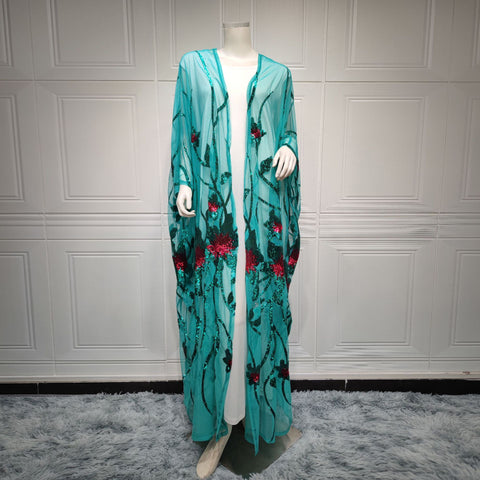 جلابية شيفون مطرز لون ازرق - Lagonna | لاقونا جلابية شيفون مطرز لون ازرق - Lagonna | لاقونا