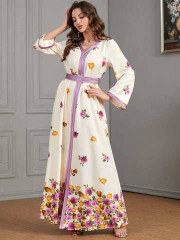 جلابية قفطان مطرزة مشجر - Lagonna | لاقونا جلابية قفطان مطرزة مشجر - Lagonna | لاقونا