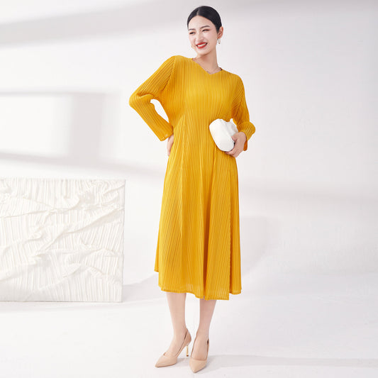 فستان باسلوب انيق اكمام طويلة نمط ازياء شرقية - Lagonna | لاقونا