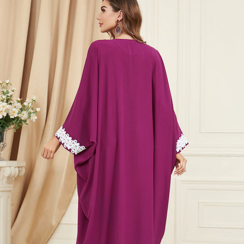 جلابية قطن تصميم دراعة كويتي لون موف - Lagonna | لاقونا جلابية قطن تصميم دراعة كويتي لون موف - Lagonna | لاقونا