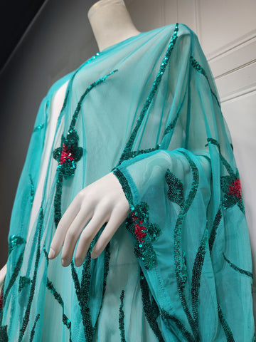 جلابية شيفون مطرز لون ازرق - Lagonna | لاقونا جلابية شيفون مطرز لون ازرق - Lagonna | لاقونا