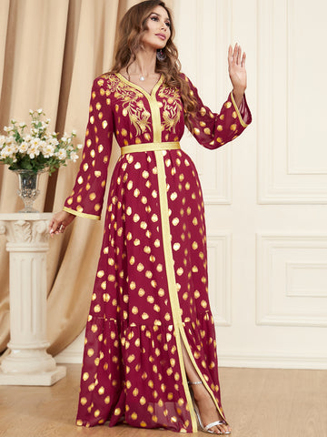 جلابية قفطان تطريز مذهب كشكش - Lagonna | لاقونا جلابية قفطان تطريز مذهب كشكش - Lagonna | لاقونا