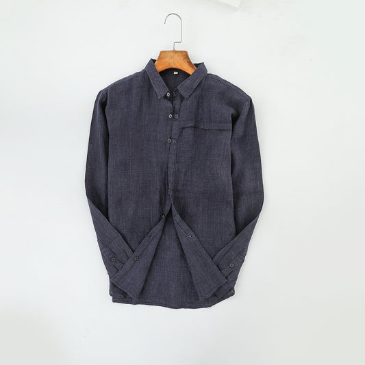 قميص كتان رجالي لون كحلي - Lagonna | لاقونا