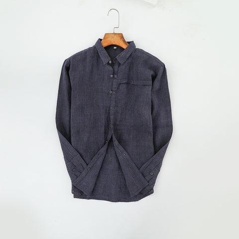 قميص كتان رجالي لون كحلي - Lagonna | لاقونا قميص كتان رجالي لون كحلي - Lagonna | لاقونا