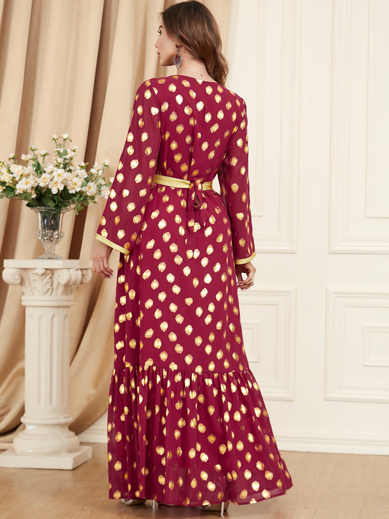 جلابية قفطان تطريز مذهب كشكش - Lagonna | لاقونا جلابية قفطان تطريز مذهب كشكش - Lagonna | لاقونا