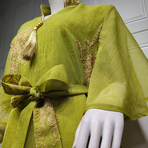 جلابية عصرية مطرزة تنورة كشكش - Lagonna | لاقونا جلابية عصرية مطرزة تنورة كشكش - Lagonna | لاقونا