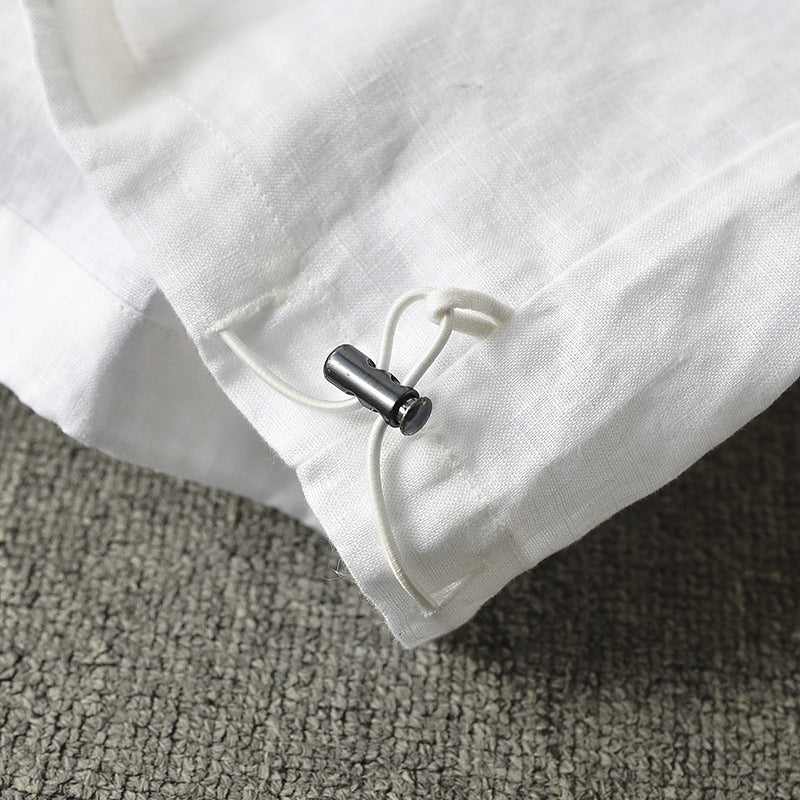 قميص رجالي كتان تصميم شيرت لون ابيض سادة - Lagonna | لاقونا قميص رجالي كتان تصميم شيرت لون ابيض سادة - Lagonna | لاقونا