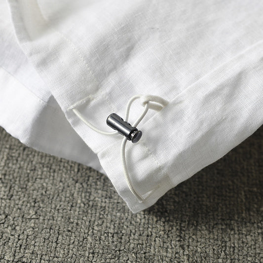 قميص رجالي كتان تصميم شيرت لون ابيض سادة - Lagonna | لاقونا