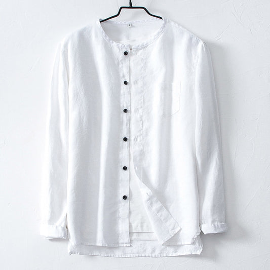 قميص كتان رجالي اكمام طويلة تصميم اسيوي - Lagonna | لاقونا