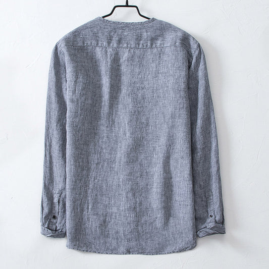 قميص كتان رجالي اكمام طويلة تصميم اسيوي - Lagonna | لاقونا