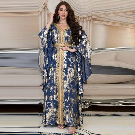 جلابية دراعة تشجير ذهبي مع تطريز - Lagonna | لاقونا