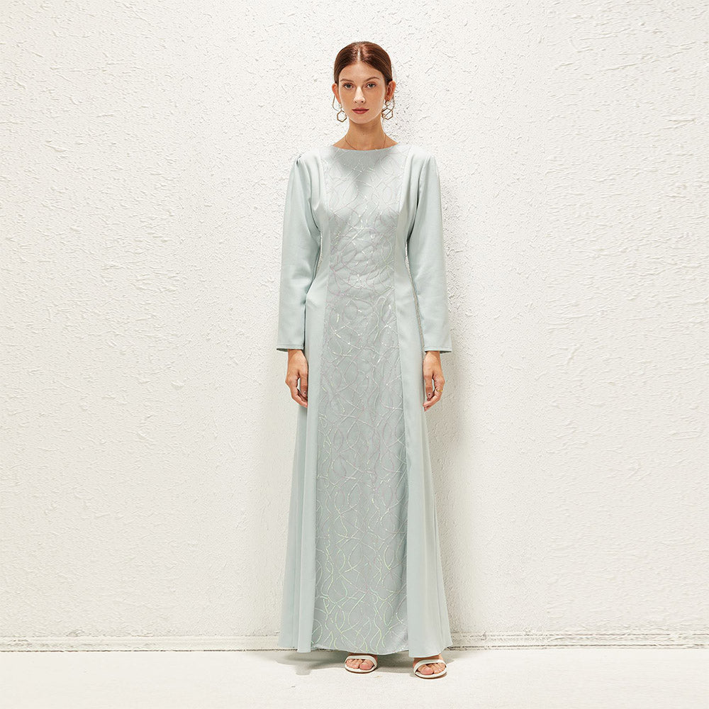 فستان انيق تصميم خليجي بتطريز كامل القطعه من الامام - Lagonna | لاقونا فستان انيق تصميم خليجي بتطريز كامل القطعه من الامام - Lagonna | لاقونا