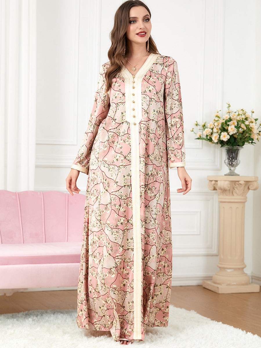 جلابية مشجرة تفاحي و وردي - Lagonna | لاقونا جلابية مشجرة تفاحي و وردي - Lagonna | لاقونا