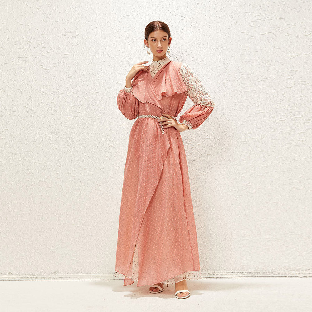 جلابية شيفون مطرزة أنيق وفضفاض - Lagonna | لاقونا جلابية شيفون مطرزة أنيق وفضفاض - Lagonna | لاقونا