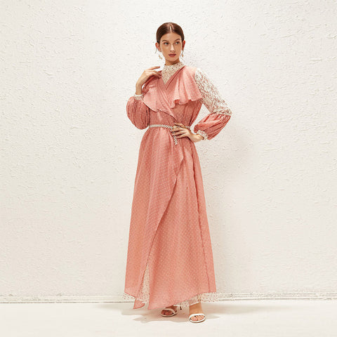 جلابية شيفون مطرزة أنيق وفضفاض - Lagonna | لاقونا جلابية شيفون مطرزة أنيق وفضفاض - Lagonna | لاقونا