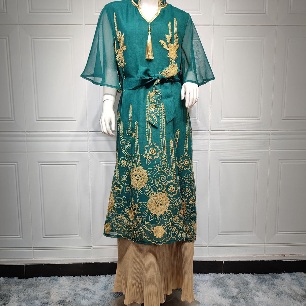 جلابية عصرية مطرزة تنورة كشكش - Lagonna | لاقونا جلابية عصرية مطرزة تنورة كشكش - Lagonna | لاقونا