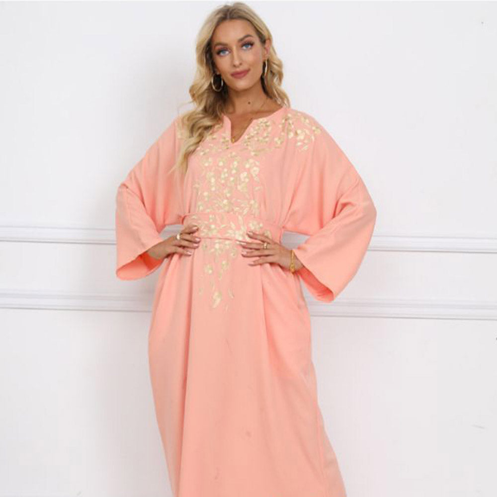 جلابية فستان مطرز بحزام للخصر - Lagonna | لاقونا جلابية فستان مطرز بحزام للخصر - Lagonna | لاقونا