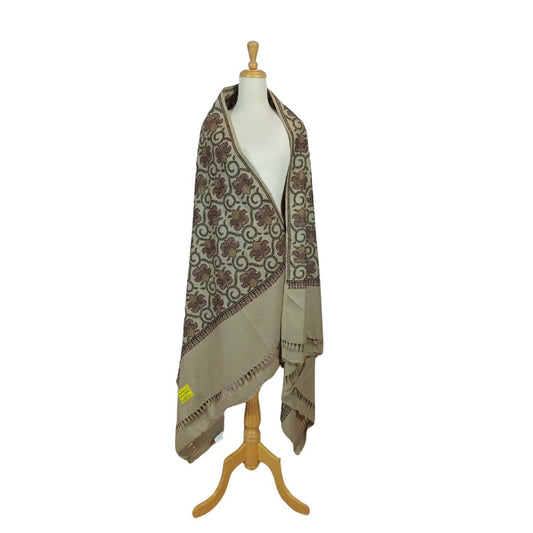 شال كشميري بني غامق مطرز - Lagonna | لاقونا
