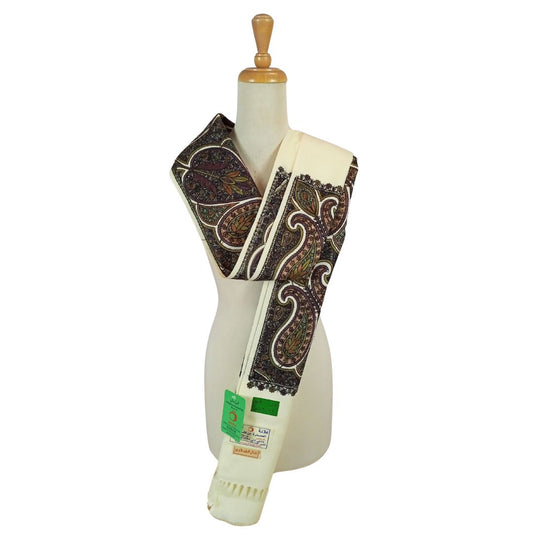 شال كشميري فاخر ابيض مطرز - Lagonna | لاقونا