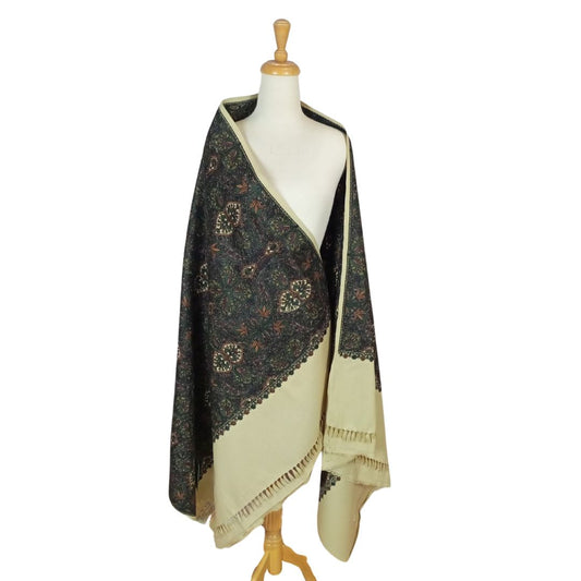 شال كشميري فاخر بني مطرز طول مترين - Lagonna | لاقونا
