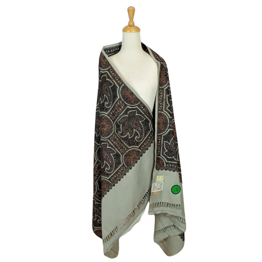 شال كشميري فاخر رمادي مطرز طول مترين - Lagonna | لاقونا