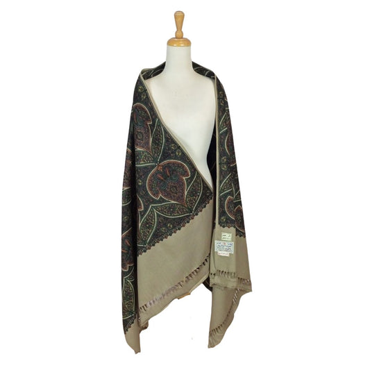شال كشميري فاخر بني غامق مطرز طول مترين - Lagonna | لاقونا