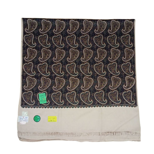 شال كشميري فاخر بني مطرز شرقي طول مترين - Lagonna | لاقونا