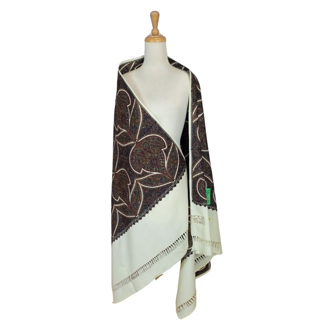 شال كشميري فاخر ابيض تطريز اسلامي طول مترين - Lagonna | لاقونا شال كشميري فاخر ابيض تطريز اسلامي طول مترين - Lagonna | لاقونا