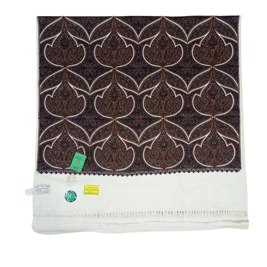 شال كشميري فاخر ابيض تطريز اسلامي طول مترين - Lagonna | لاقونا