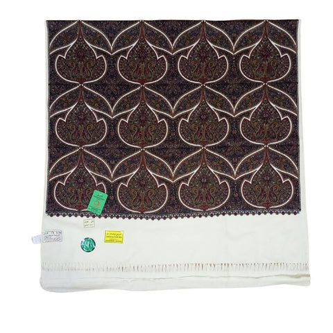 شال كشميري فاخر ابيض تطريز اسلامي طول مترين - Lagonna | لاقونا شال كشميري فاخر ابيض تطريز اسلامي طول مترين - Lagonna | لاقونا