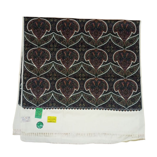 شال كشميري فاخر ابيض تطريز شرقي طول مترين - Lagonna | لاقونا