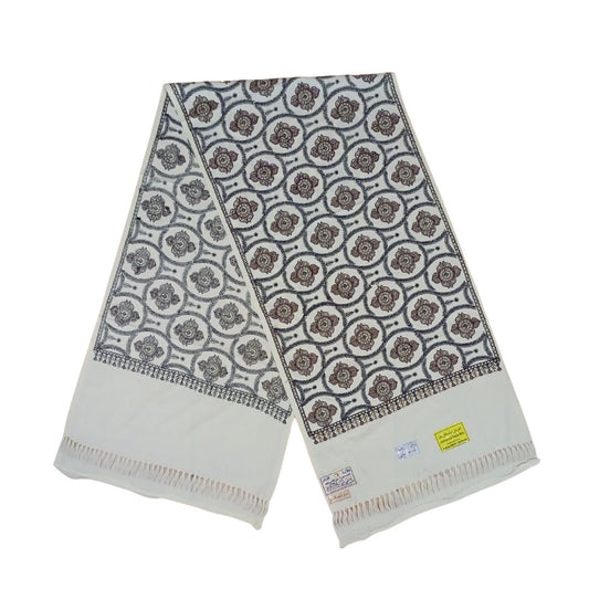 شال كشميري ابيض تطريز كامل - Lagonna | لاقونا