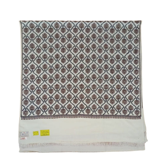 شال كشميري مطرز ابيض طويل - Lagonna | لاقونا