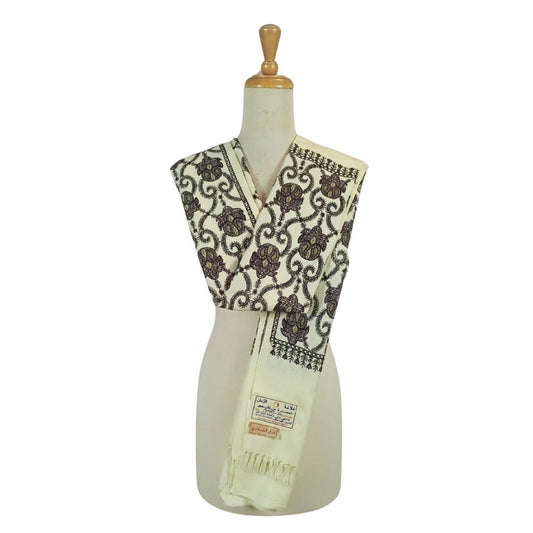 شال كشميري ابيض تطريز شرقي - Lagonna | لاقونا