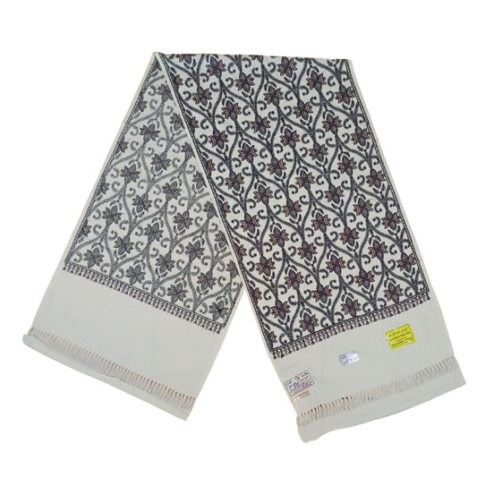 شال كشميري ابيض مطرز بالكامل - Lagonna | لاقونا