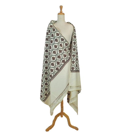 شال كشميري ابيض تاج شرقي - Lagonna | لاقونا