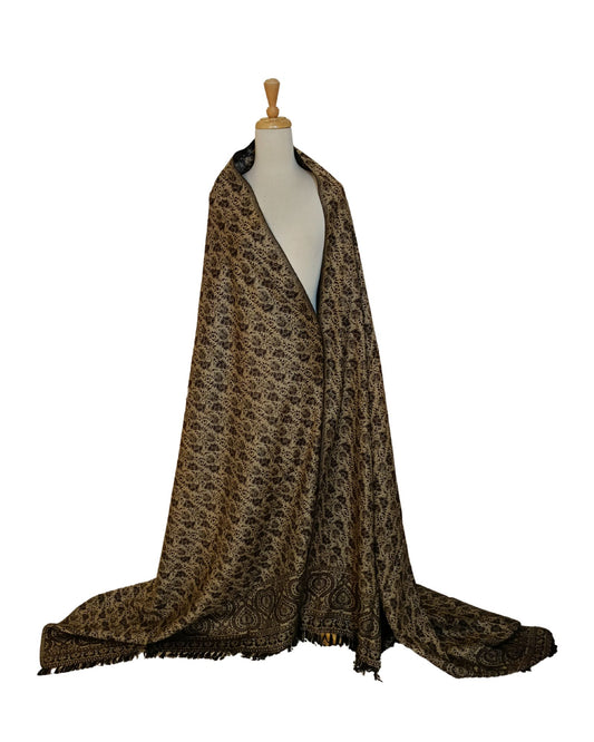 شال كشميري أسود فاخر بوجهين